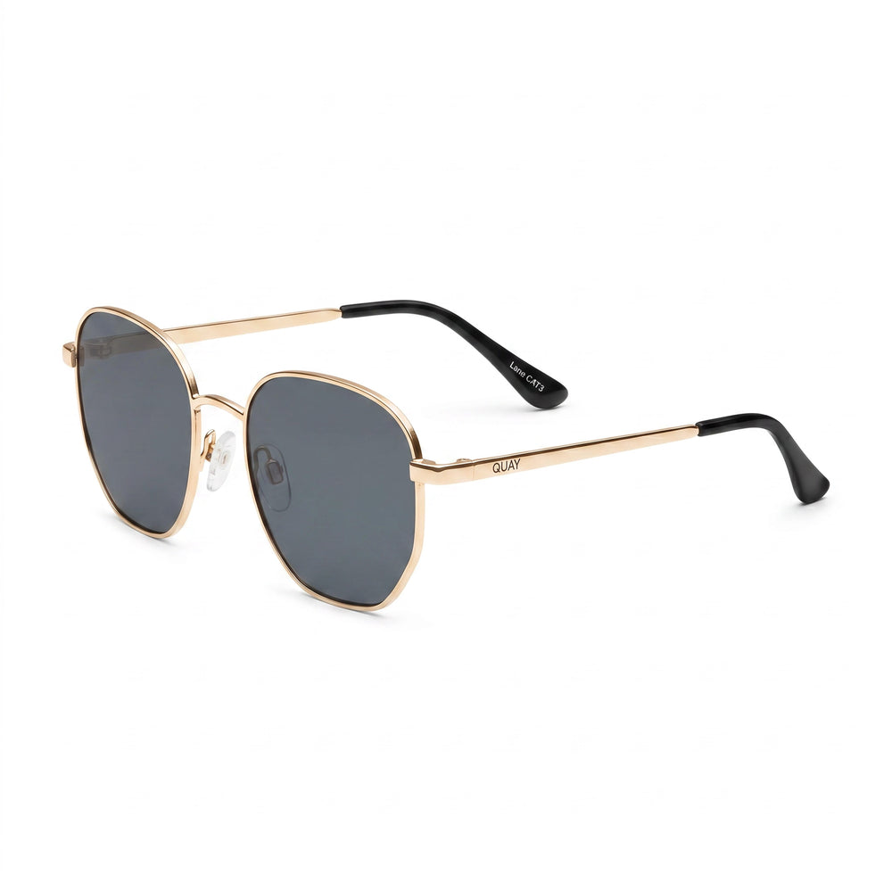QUAY AUSTRALIA Big Time Unisex Gold Smoke Plastic Frame Smoke Polarized UV Protection Sunglasses 142mm
