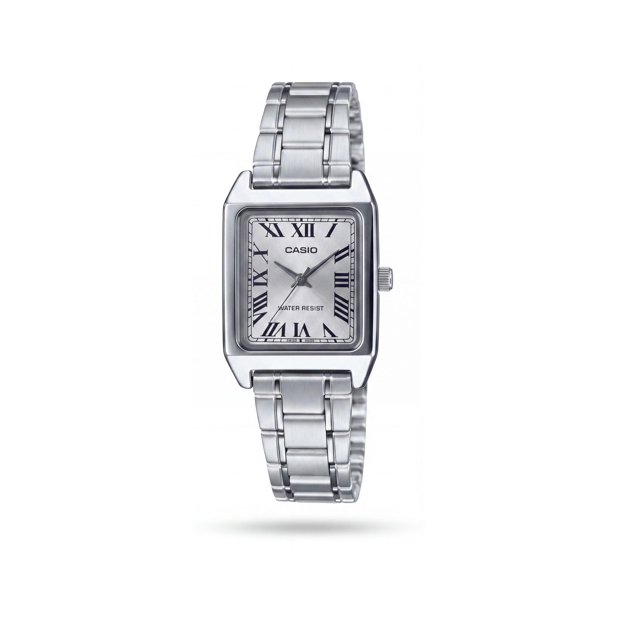 Casio LTP-V007D-7BUDF Unisex Silver Stainless Steel Rectangular Mineral Crystal Alarm Water Resistant Watch 22mm x 31mm, Photo 1