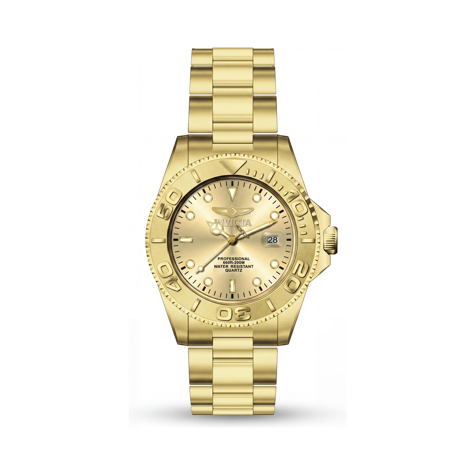 Invicta Pro Diver 69523 Unisex Quartz Watch, Gold Dial, Stainless Steel Bracelet, 43mm, 3 ATM Water Resistant, Photo 1