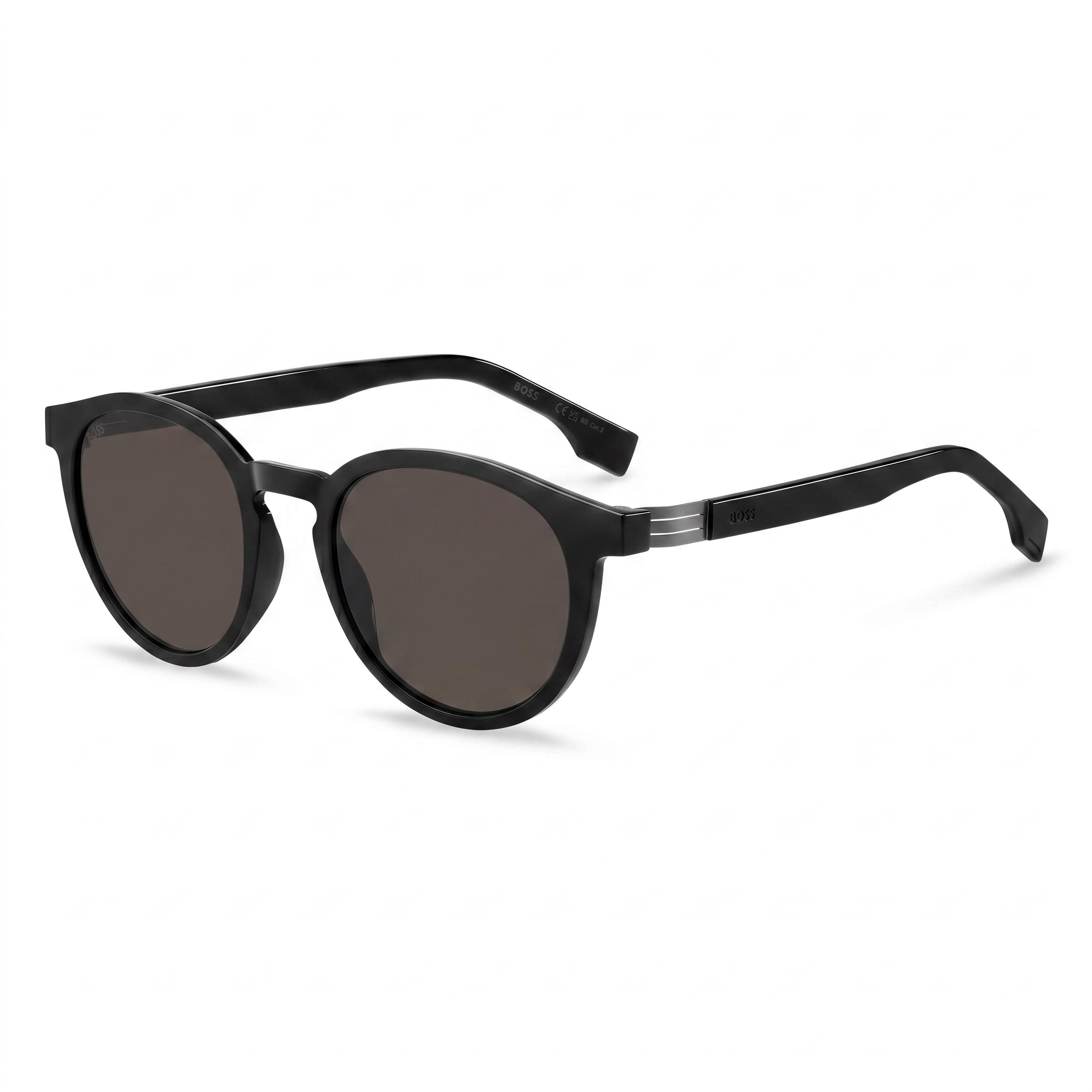 Gafas de sol Hugo Boss 1575/S para hombre, redondas, de plástico, transparentes, en gris/verde, con protección UV y espejo, 51 mm, Photo 1