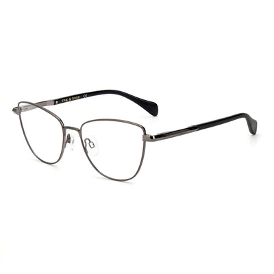 Gafas de sol Rag & Bone con montura de ojo de gato adaptables a la luz, sin metal, para mujer, color negro rutenio oscuro, 53 mm