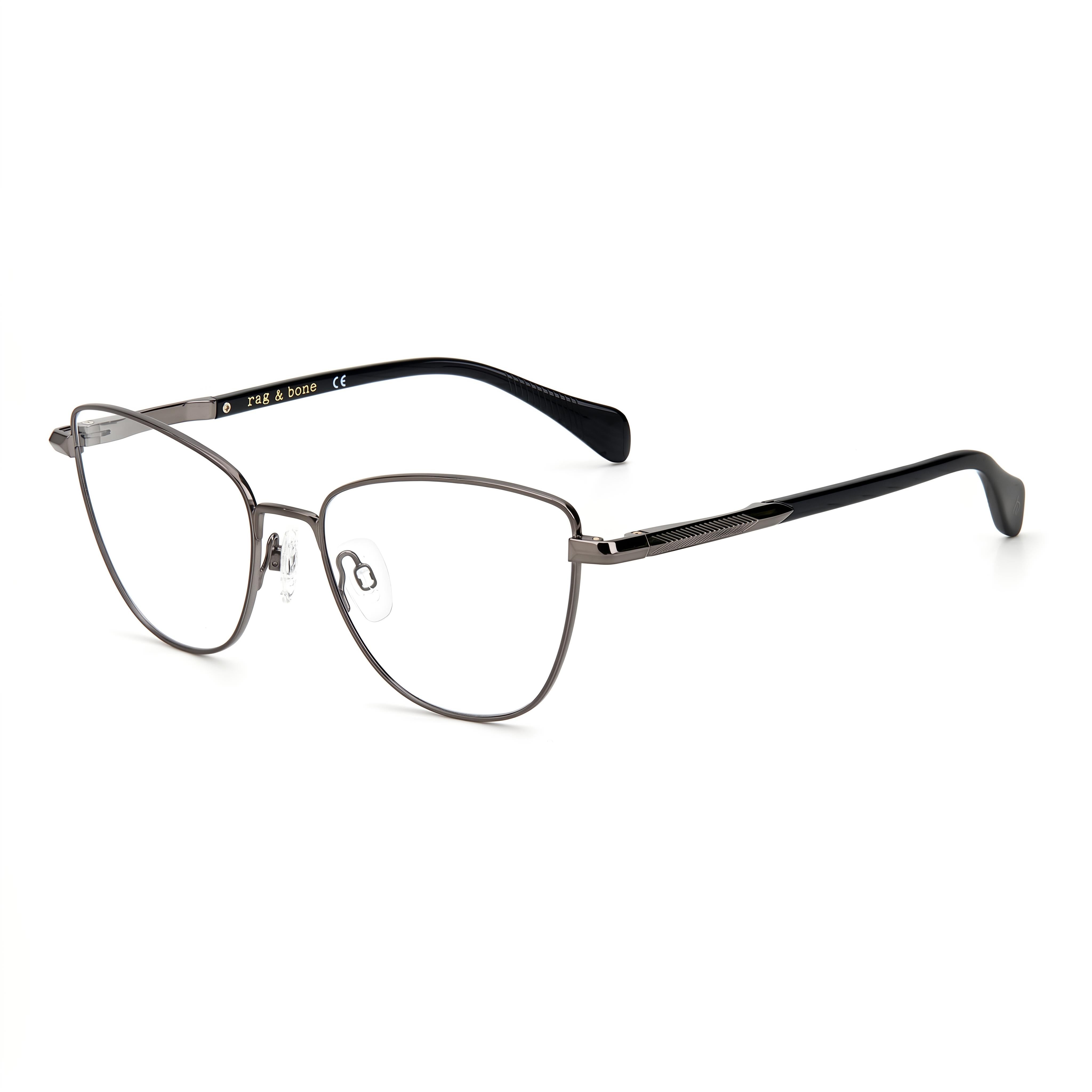 Gafas de sol Rag & Bone con montura de ojo de gato adaptables a la luz, sin metal, para mujer, color negro rutenio oscuro, 53 mm, Photo 1