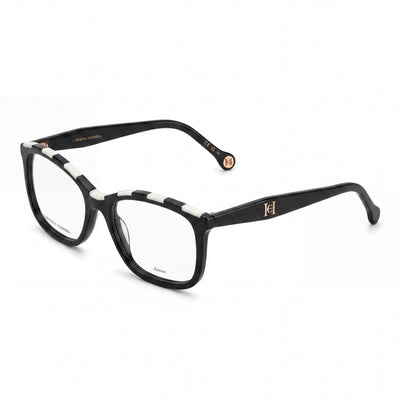 Carolina Herrera Her 0147 Women’s Modern Style Acetate Eyeglasses in Black White, 54mm Lens Width