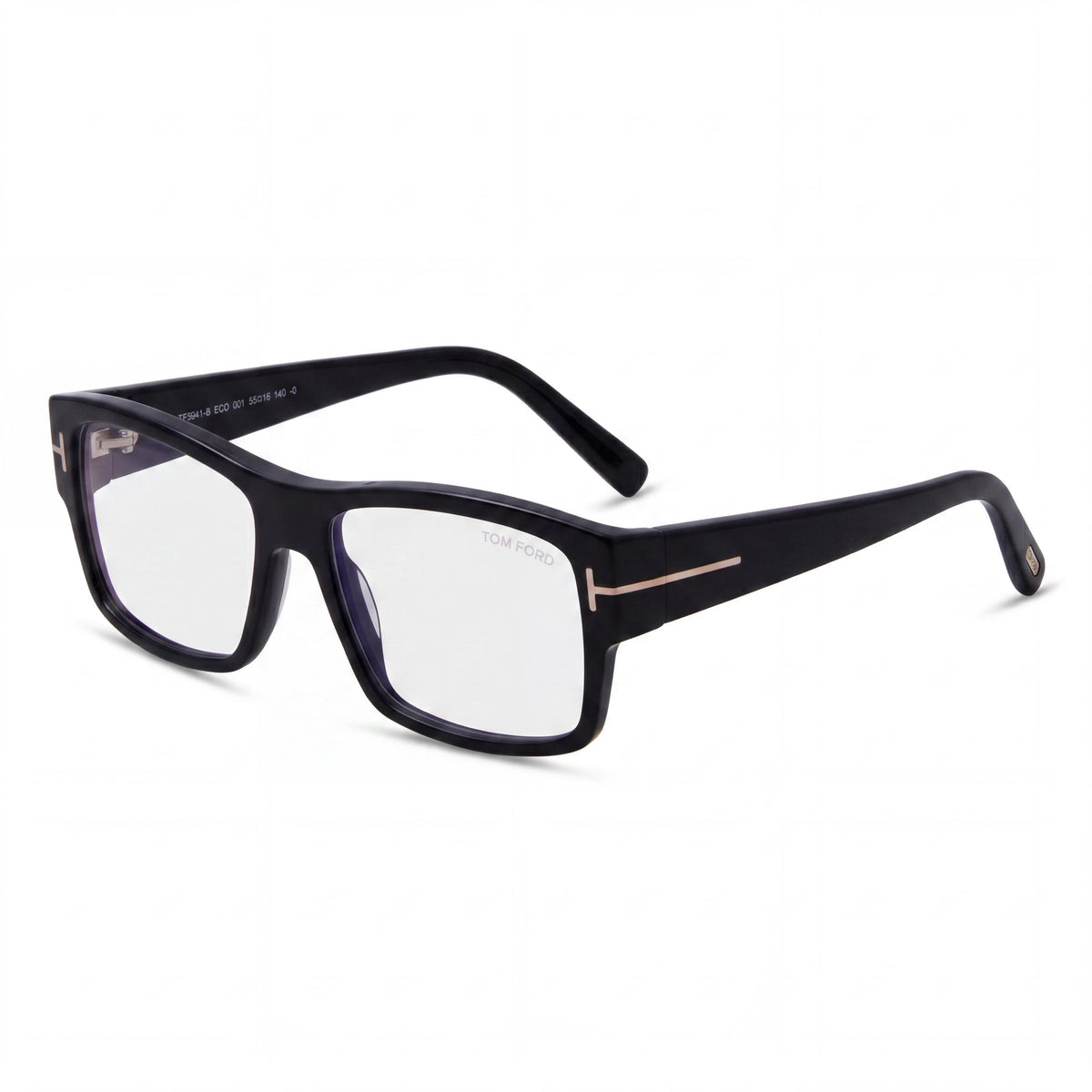 Tom Ford FT5941-B Unisex Full Rim Square Eyeglasses, Shiny Black Blue Block Plastic Frame, 55mm Lens Width, Photo 1