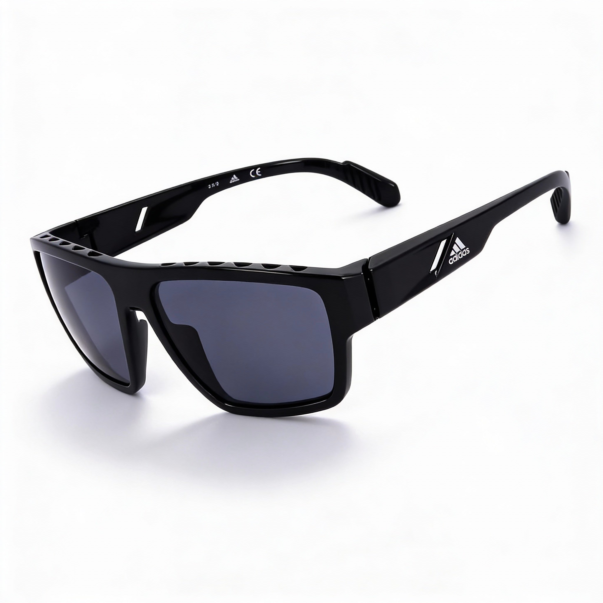 adidas Men's Sp0008 Shiny Black TR90 Plastic Sunglasses with Smoke Non-Polarized Lenses, 100% UV Protection 61mm, Photo 1
