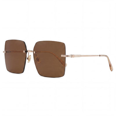 Salvatore Ferragamo SF311S Gafas de Sol Cuadradas de Metal con Protección UV para Mujer Oro Rosa/Marrón 60mm
