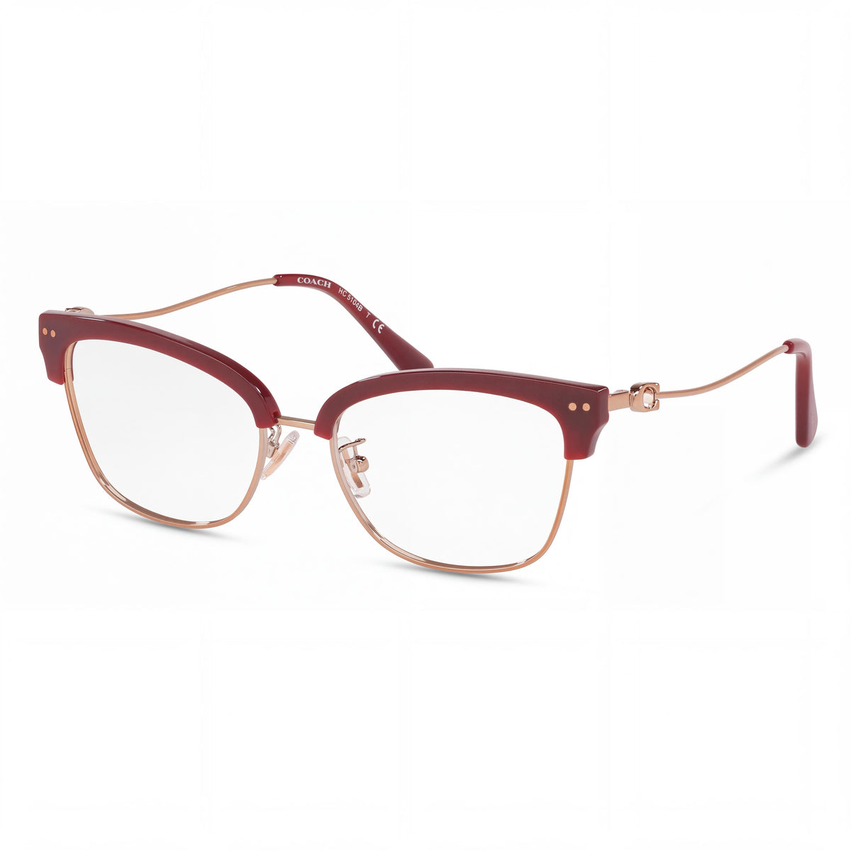 Coach HC5104B Women's Cat Eye Metal Eyeglasses with Clear Lens Burgundy Rose Gold 53mm, Photo 1