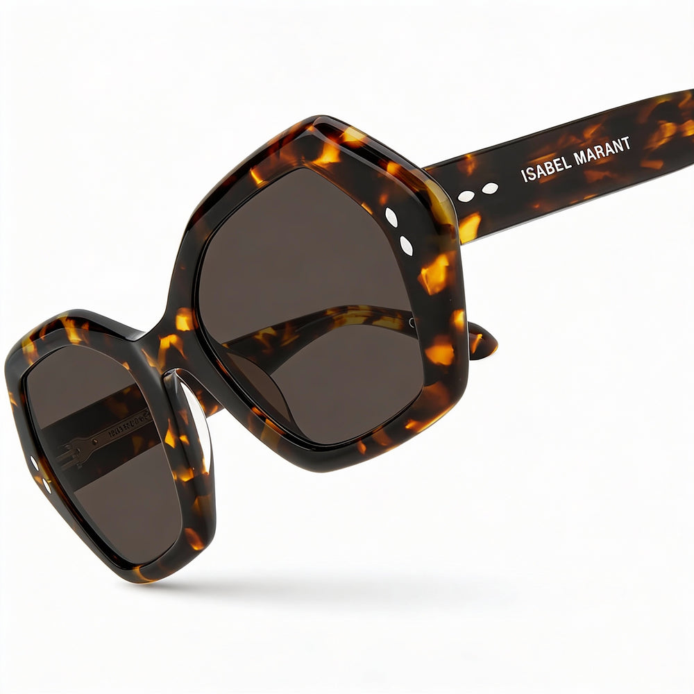 Isabel Marant Im 0107/g/s Women's Acetate Havana Octagonal UV Protected Non-Polarized Sunglasses 53mm