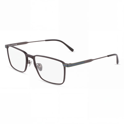 Lacoste Men's Casual Ophthalmic Eyeglasses, Matte Black Frame, Transparent Plastic Lenses, 54mm