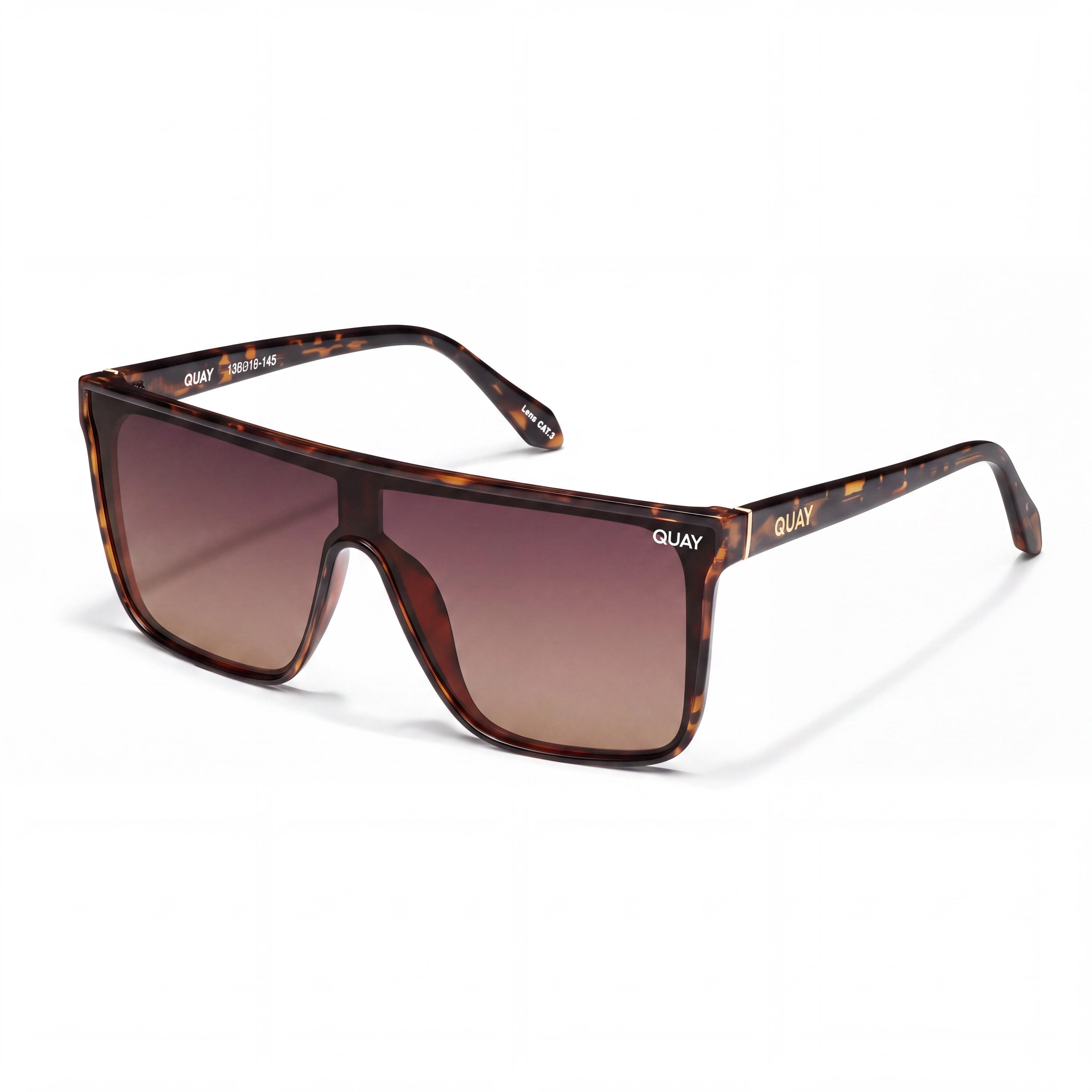 QUAY AUSTRALIA Nightfall Medium Unisex Tortoise Injection Frame with Brown Lenses and 100% UV Protection, Photo 1