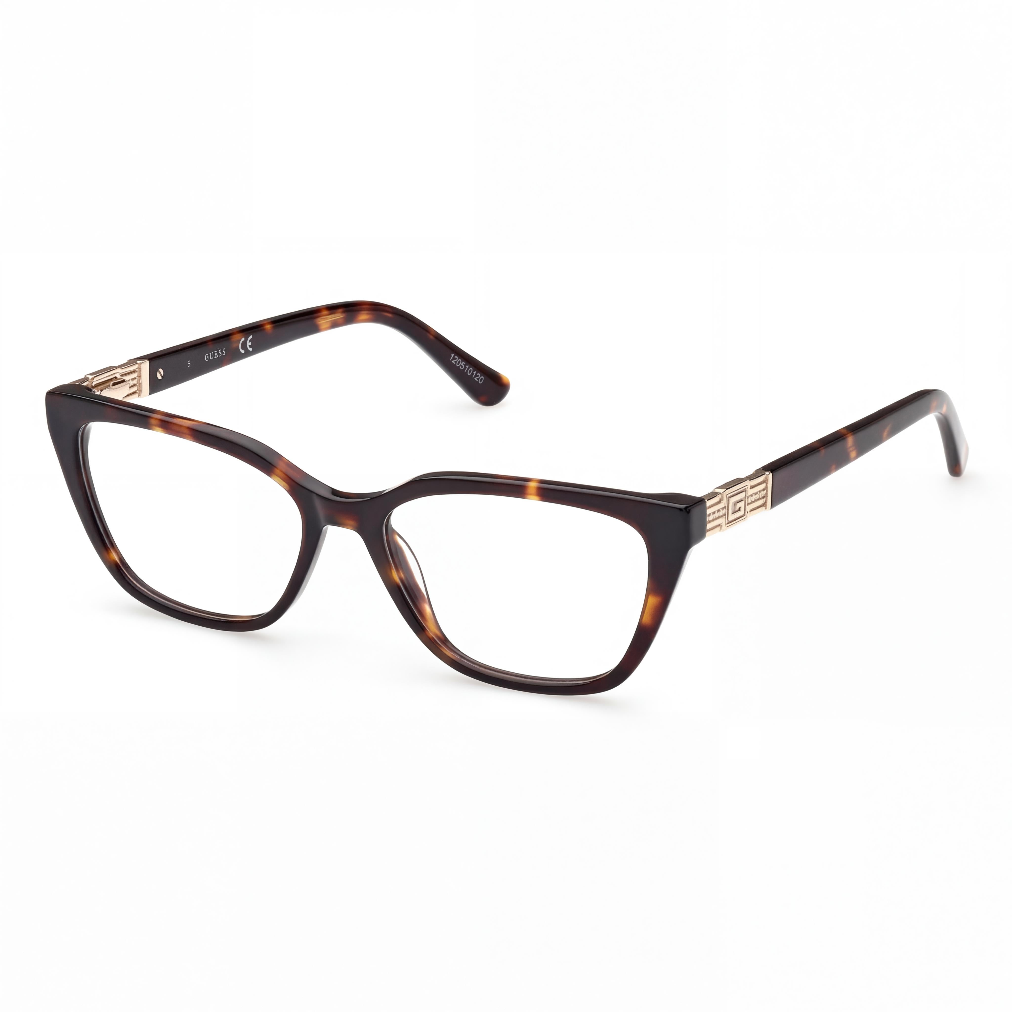 GUESS Casual Women's Dark Havana Plastic Frame Eyeglasses with Non-Polarized Acetate/Alloy Metal Lenses 53-15-140, Photo 1