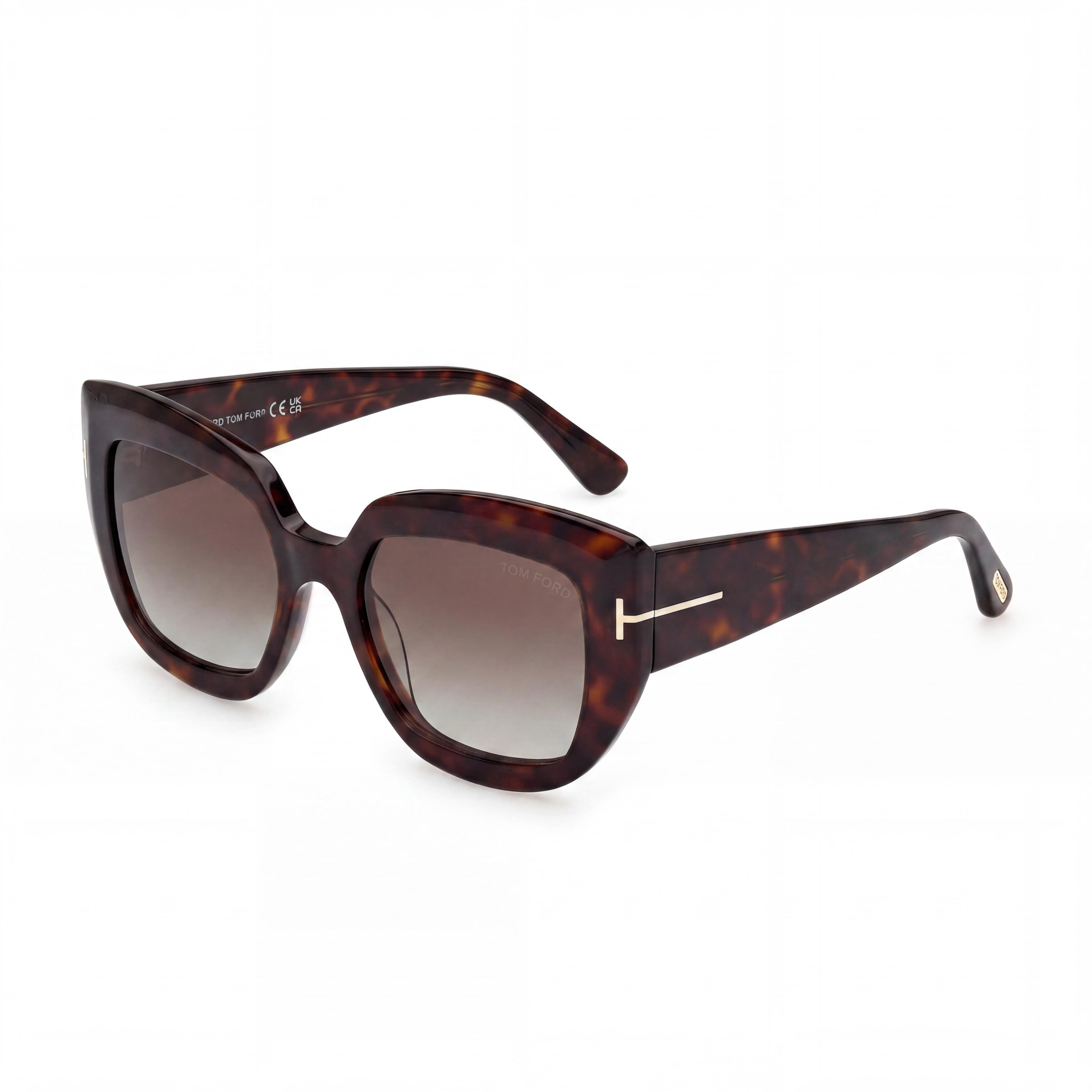 Tom Ford Butterfly Unisex Dark Havana Tortoise Frame Smoke Lenses 53mm Sunglasses, Photo 1