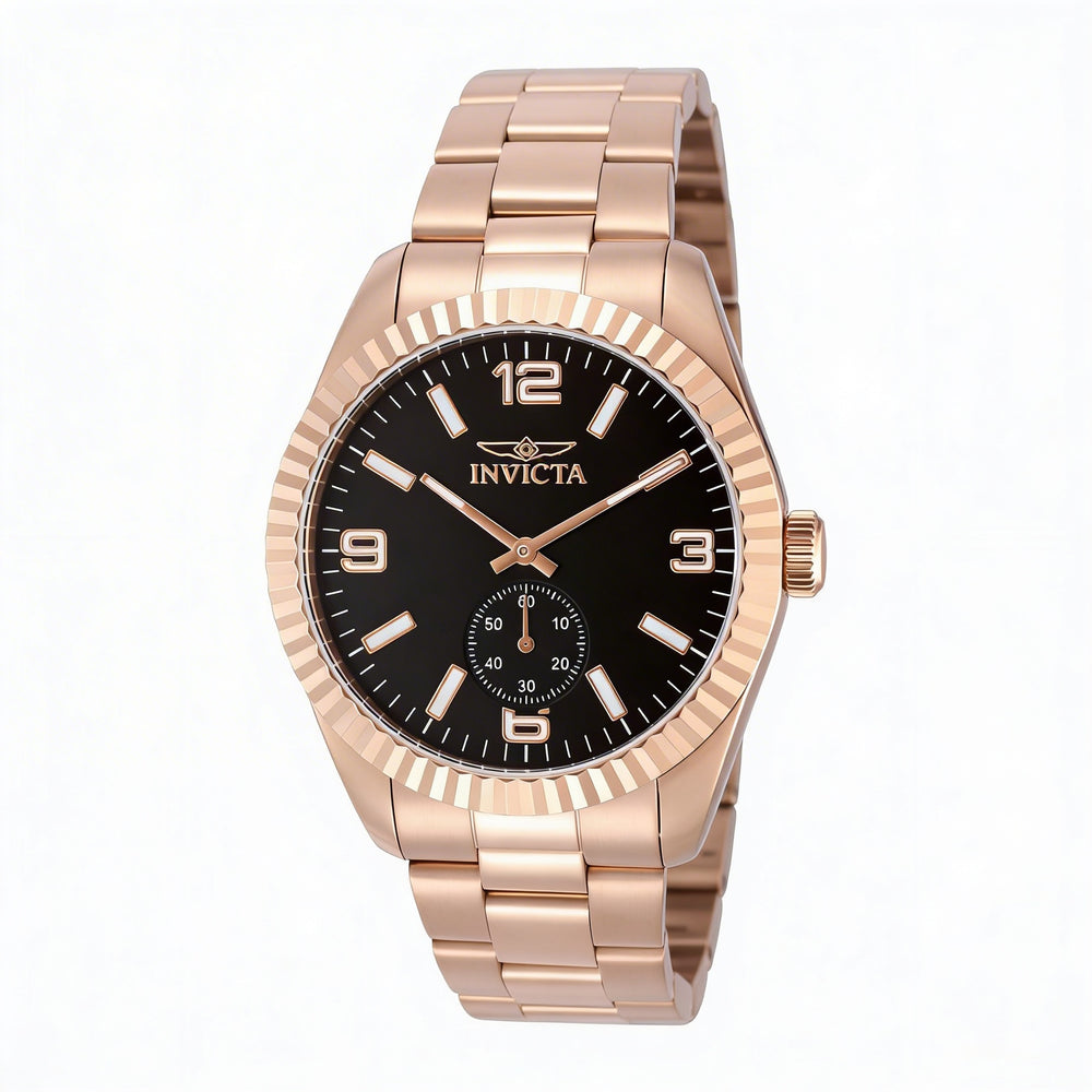 Invicta Specialty 49392 Unisex Rose-gold Stainless Steel Bracelet Quartz Movement Watch with Black Dial 43mm