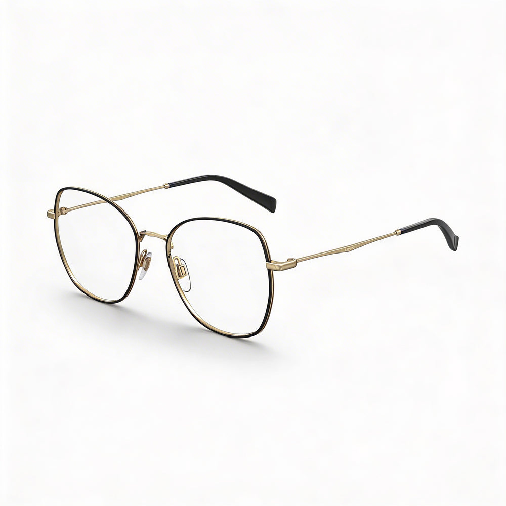 Gafas Levi's Lv 5023 para mujer, de acero inoxidable negro, montura completa, sobredimensionadas, con lentes transparentes listas para graduar, 52 mm