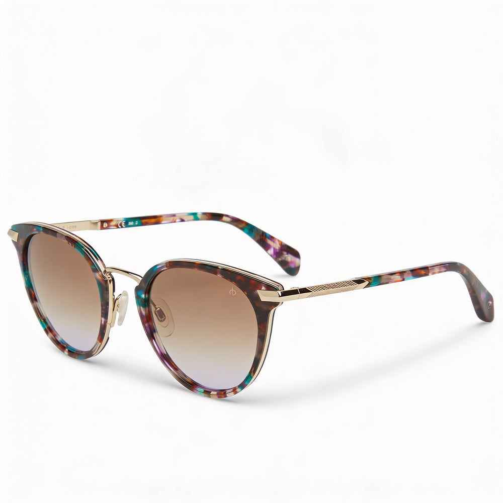 rag & bone Modern Women's Havana Multicoloured Metal Sunglasses Brown Violet Double Shade UV Protected Non-Polarized 53mm