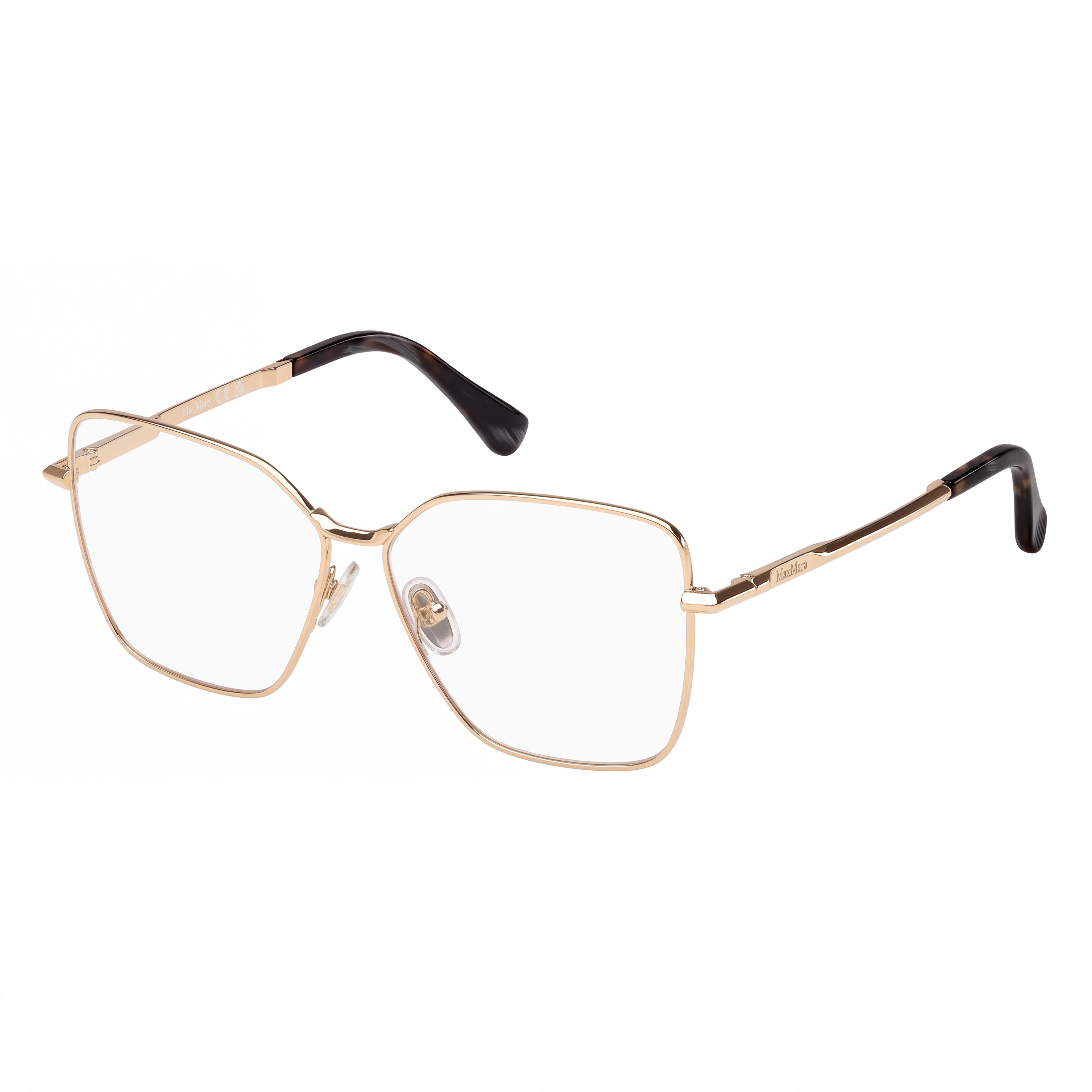 Gafas MaxMara Mm5187 para mujer, armazón de metal dorado pálido con lentes de policarbonato transparente 55-12-140mm, Photo 1