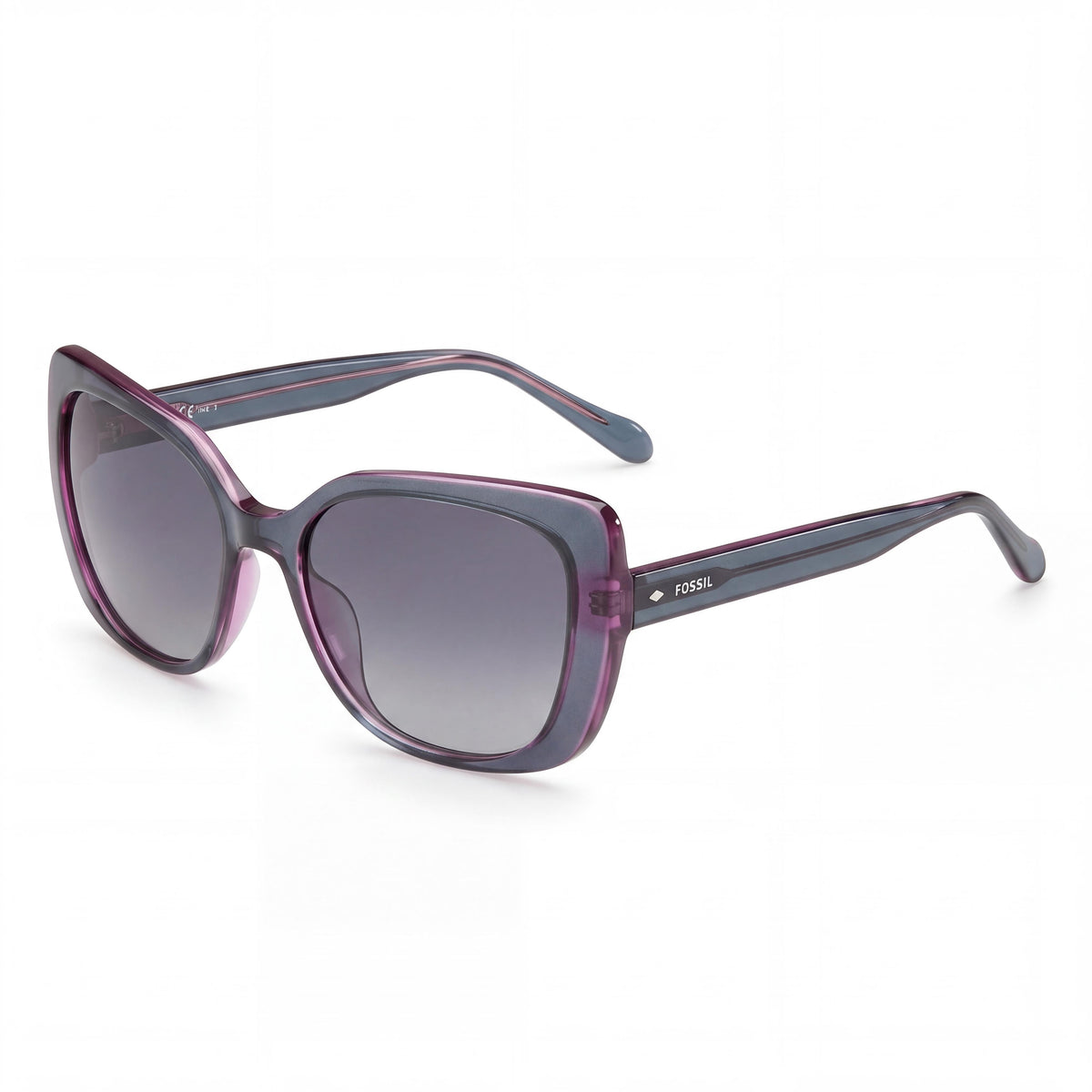 Fossil FOS 3143/S Women's Blue Frame, Dark Grey Shaded Lenses, UV Protected Sunglasses (Lens 55mm, Bridge 18mm, Temple 140mm), Photo 1