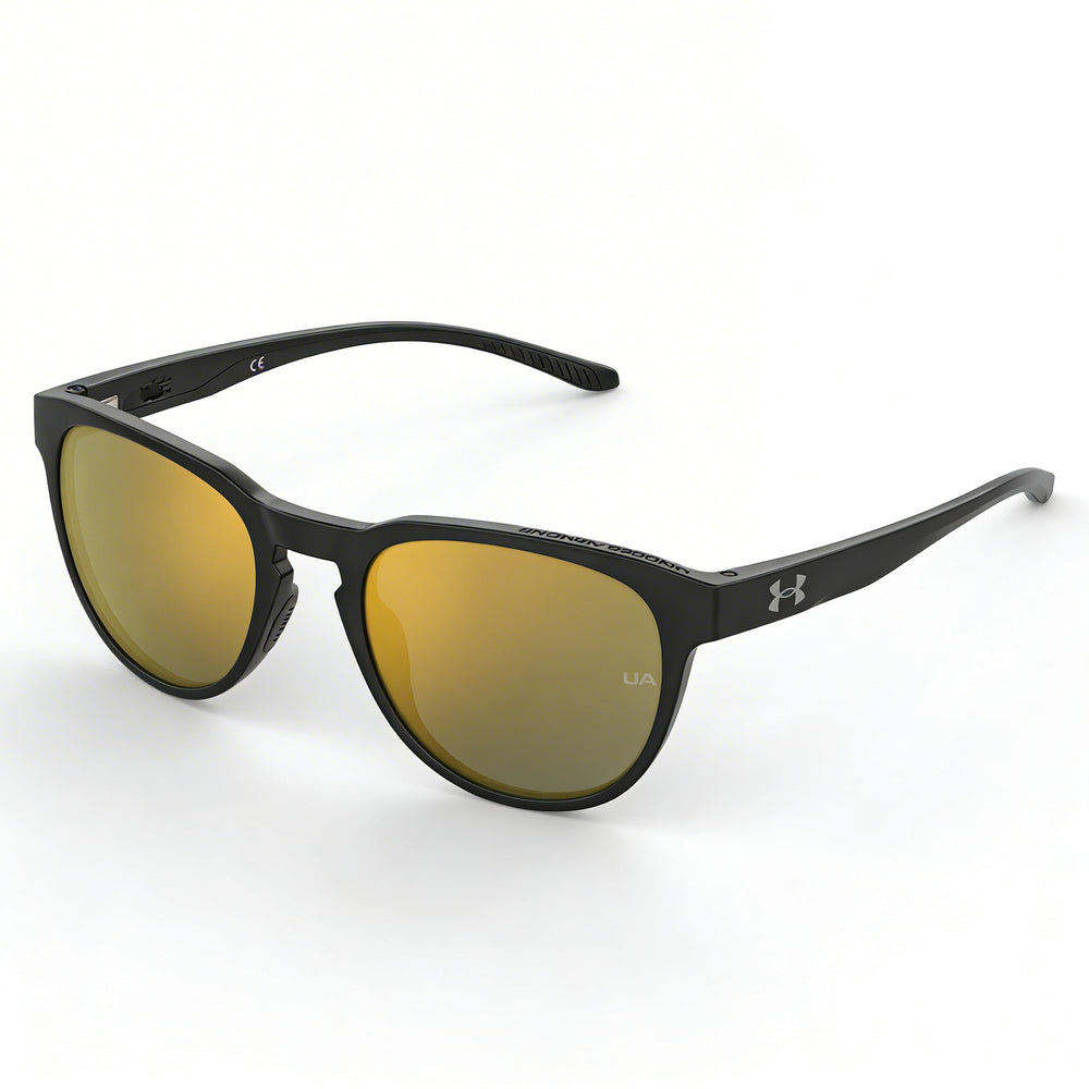 Under Armour Classic Men's Black Multilayer Gold Frame Multilayer Gold Lens ECO CO-POLYESTER UV Protected Sunglasses 53mm