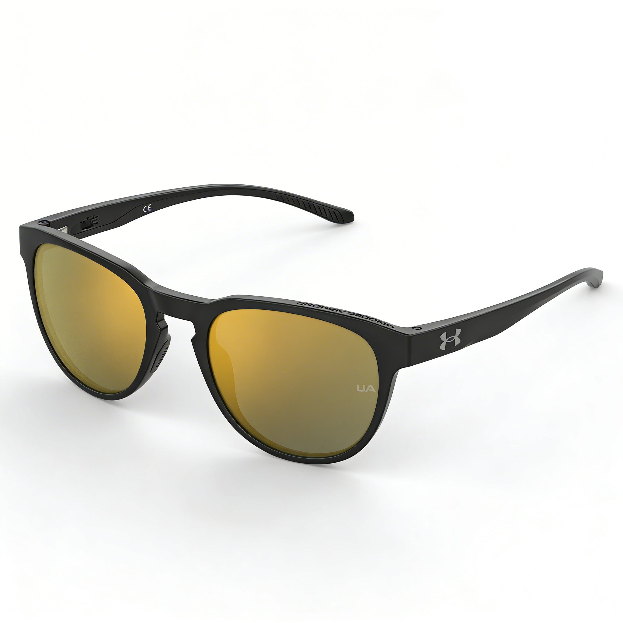 Under Armour Classic Men's Black Multilayer Gold Frame Multilayer Gold Lens ECO CO-POLYESTER UV Protected Sunglasses 53mm, Photo 1