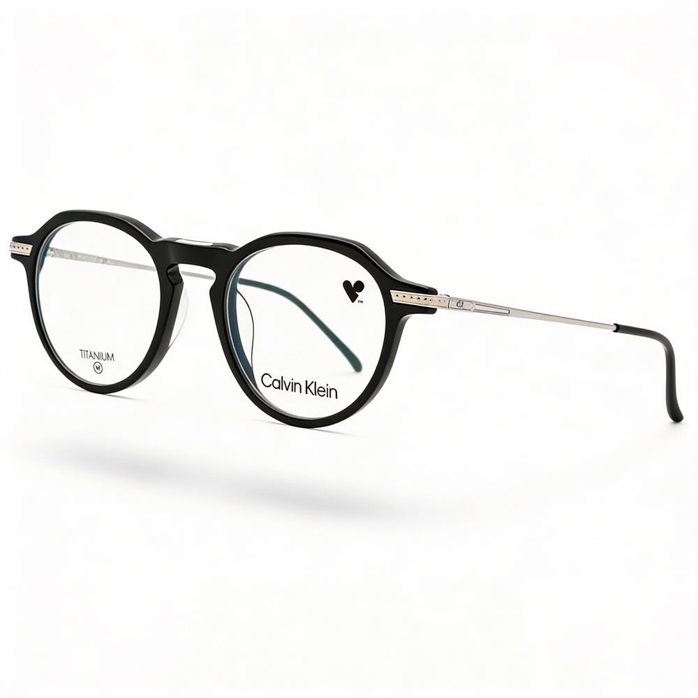 Gafas de sol modernas Calvin Klein para mujer con montura de acetato negro y lentes de policarbonato negro (48-19-145 mm)