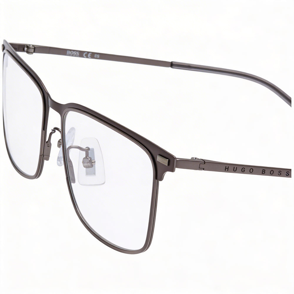 Hugo Boss Audio Systems 1224/F Stainless Steel Square Matte Dark Ruthenium Polycarbonate Unisex Eyeglasses 55mm