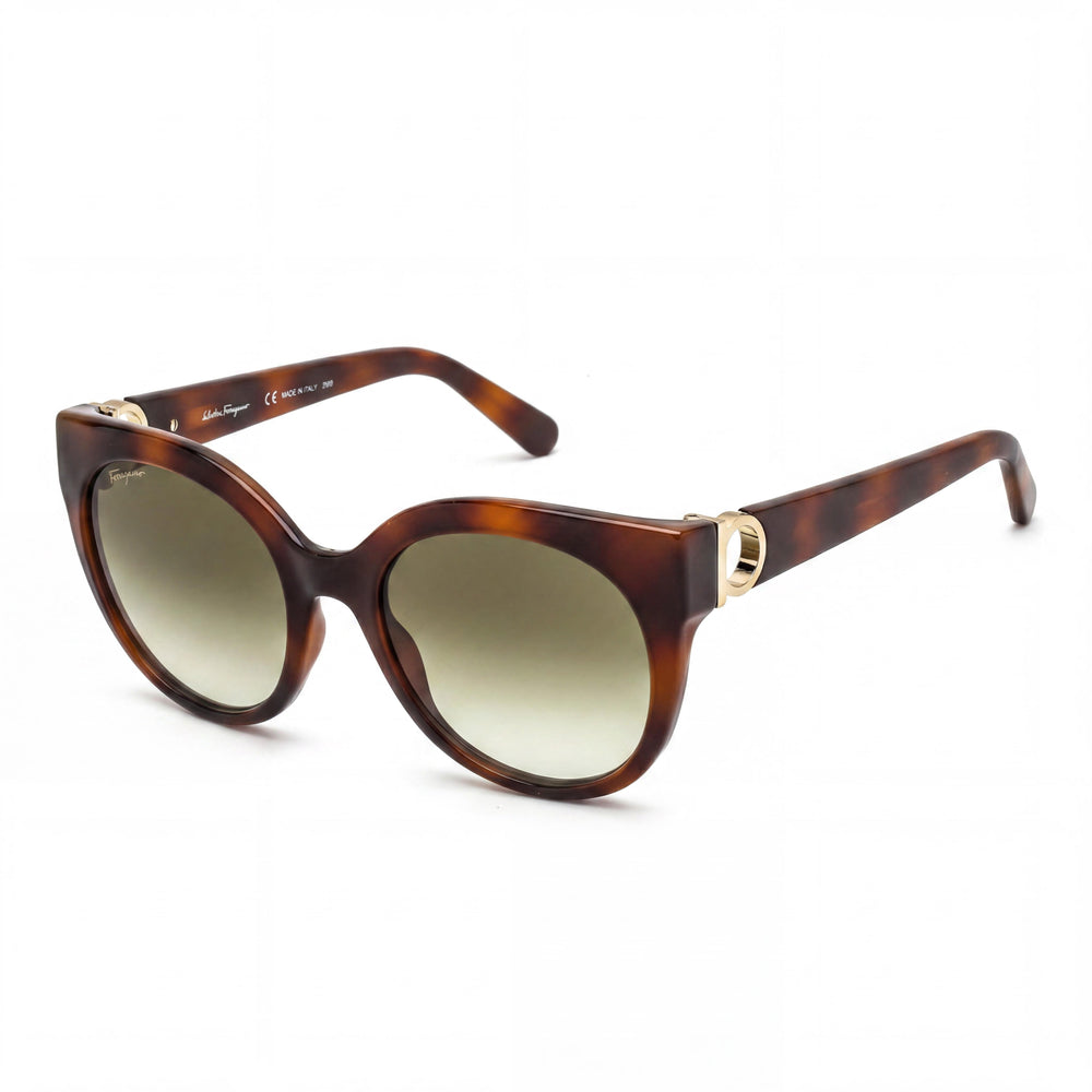 Ferragamo Gancini-sf1031sl Women's Tortoise Plastic Round Optical Frame 53mm Green Plastic UV Protected Lenses