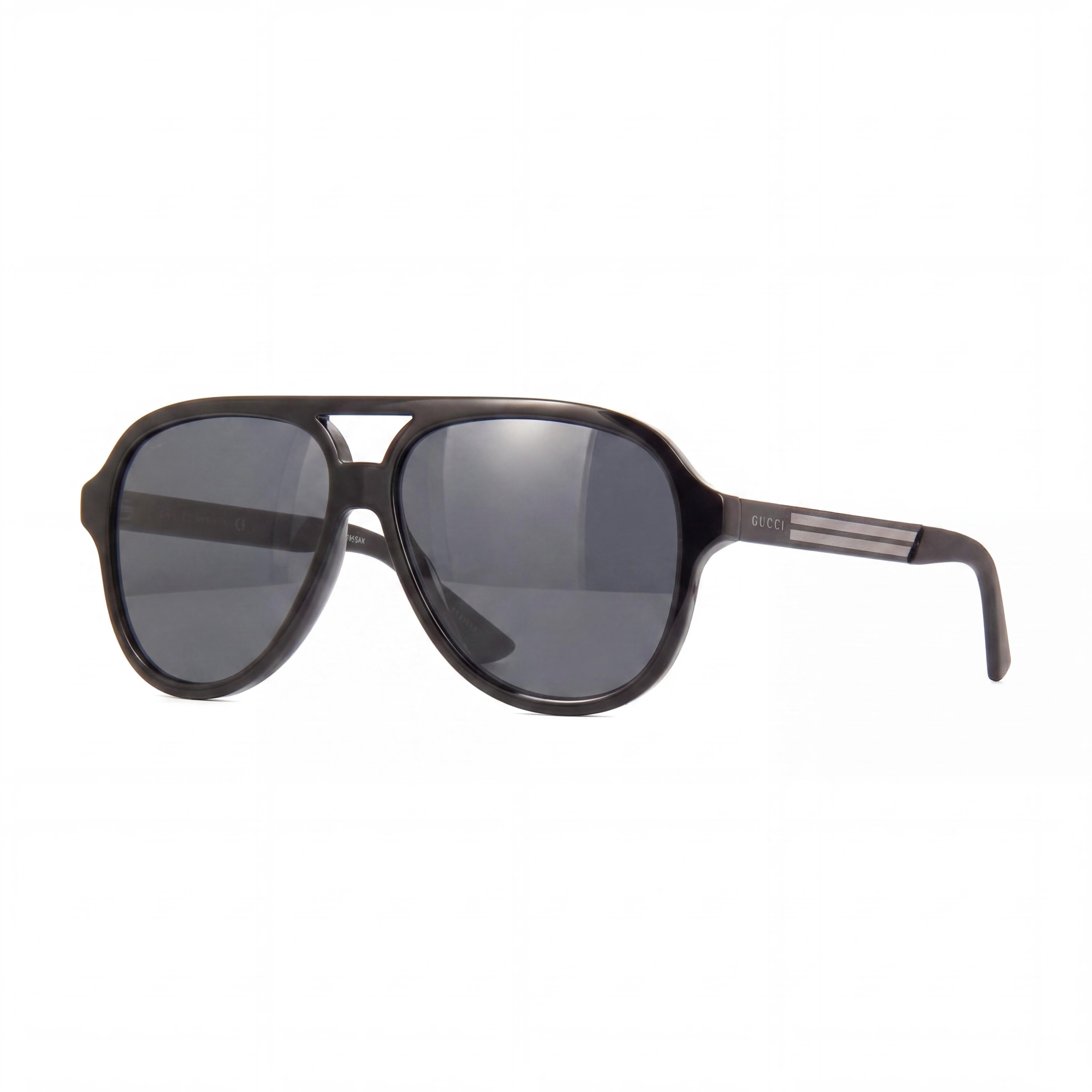 Gafas de sol Gucci de aviador para hombre, montura de plástico negra, lentes grises, protección UV, 59 mm, Photo 1