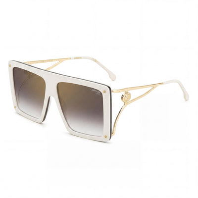 Gafas de sol rectangulares Carrera Ca Unica/Se con protección UV para mujer, de acetato, 60 mm, color marfil, dorado con efecto espejo, marrón degradado