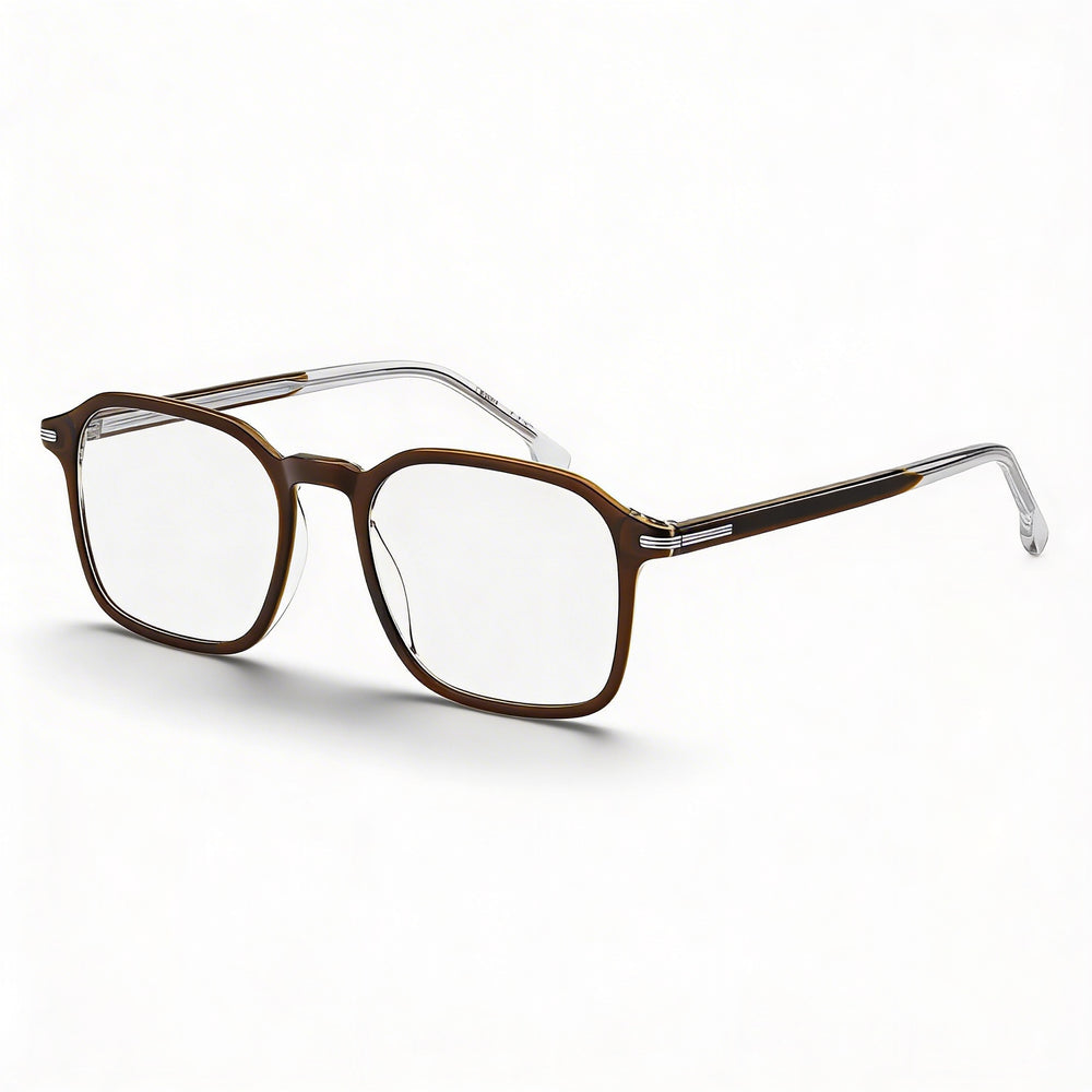 Hugo Boss Gafas modernas para hombre, de acetato ecológico color marrón, rectangulares, no polarizadas, con lentes de demostración, 51-19-145