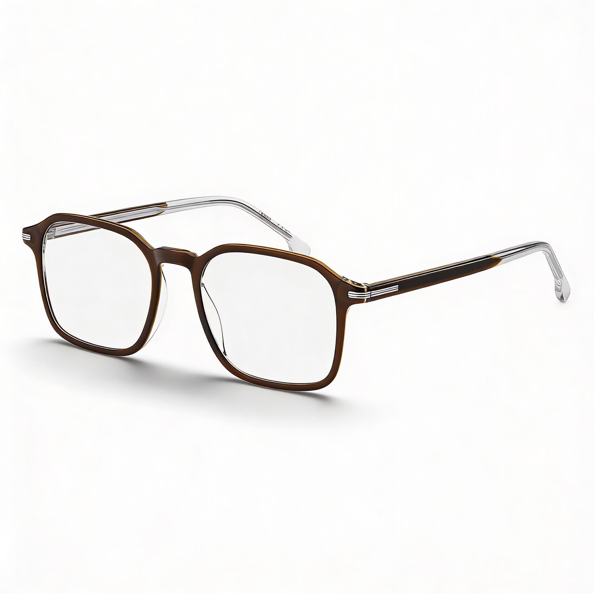 Hugo Boss  Modern Men’s Marrón Rectangular Eco Light Acetate Non Polarized DEMO LENS Eyeglasses 51-19-145, Photo 1