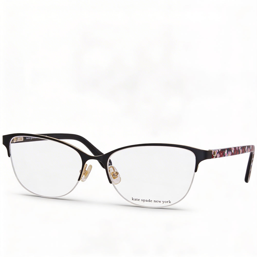 Kate Spade New York Adalina Women's Alloy Steel Semi-Rimless Cat Eye Eyeglasses Black Gold 53mm