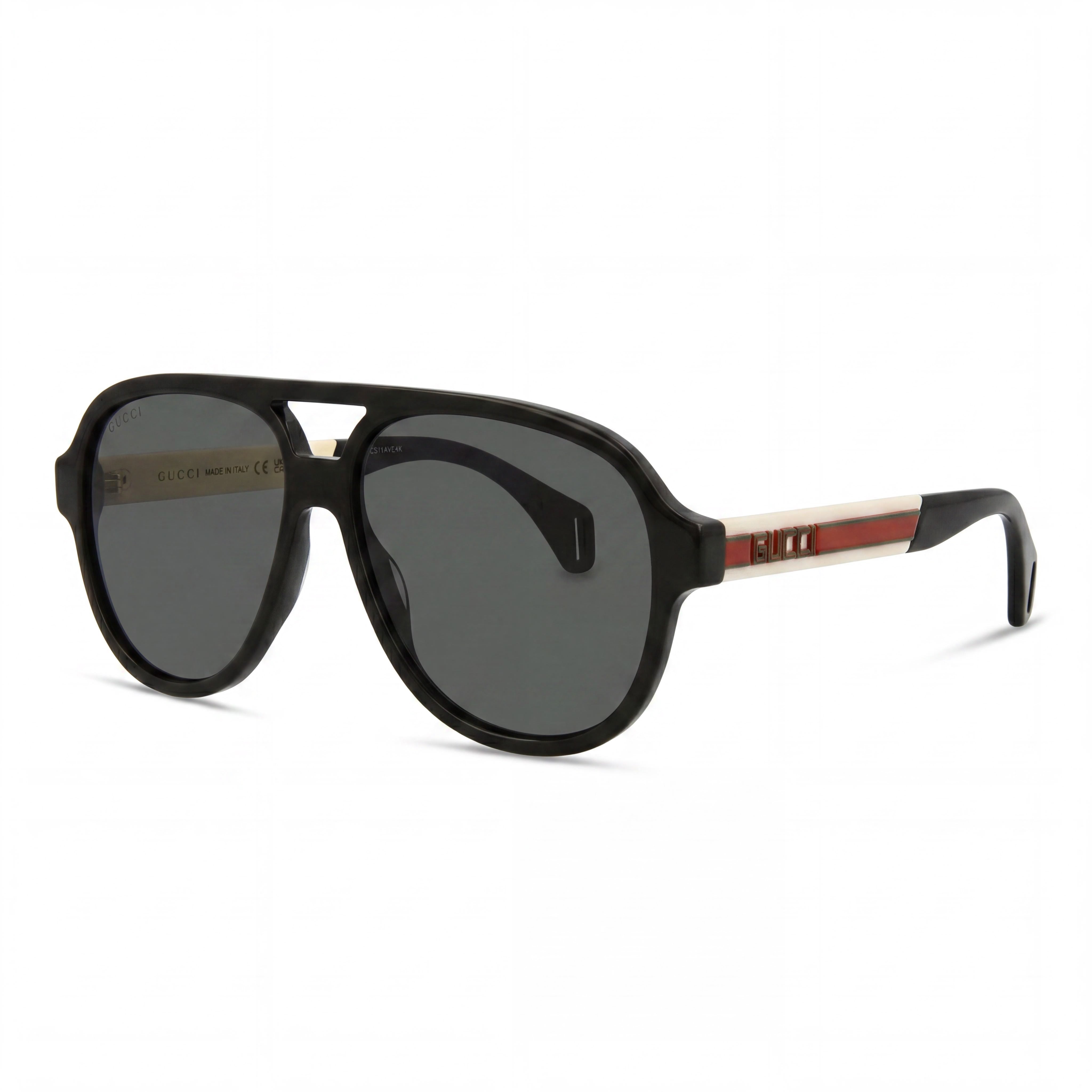 Gucci GG0463S Seasonal Icon Men's Black White Grey Plastic Grey Polarized UV Sunglasses 58mm, Photo 1