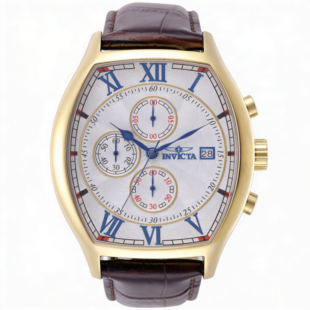 Invicta Specialty 49840 Unisex Gold Stainless Steel Leather Strap Quartz Chronograph Watch 43mm