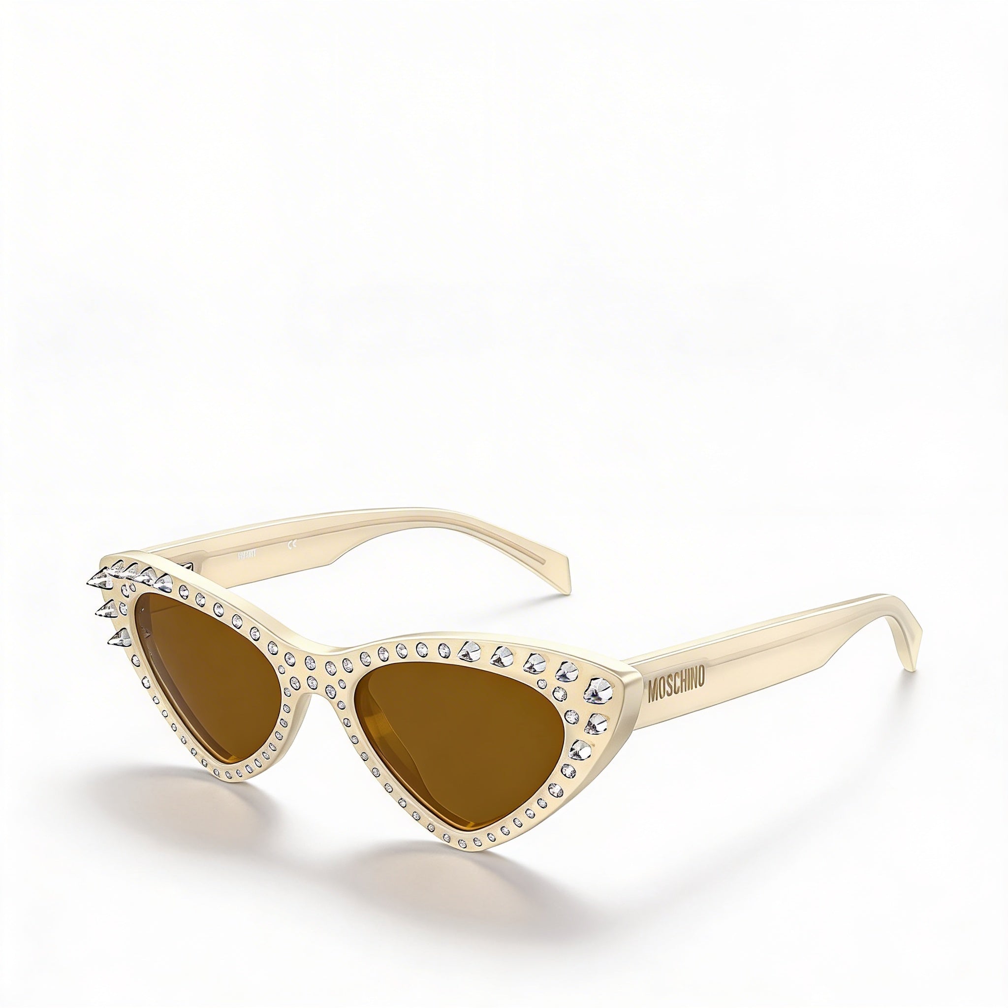 Gafas de sol Moschino Classic para mujer, montura de acetato color marfil y marrón, lentes de policarbonato color marfil, protección UV, 52 mm, Photo 1