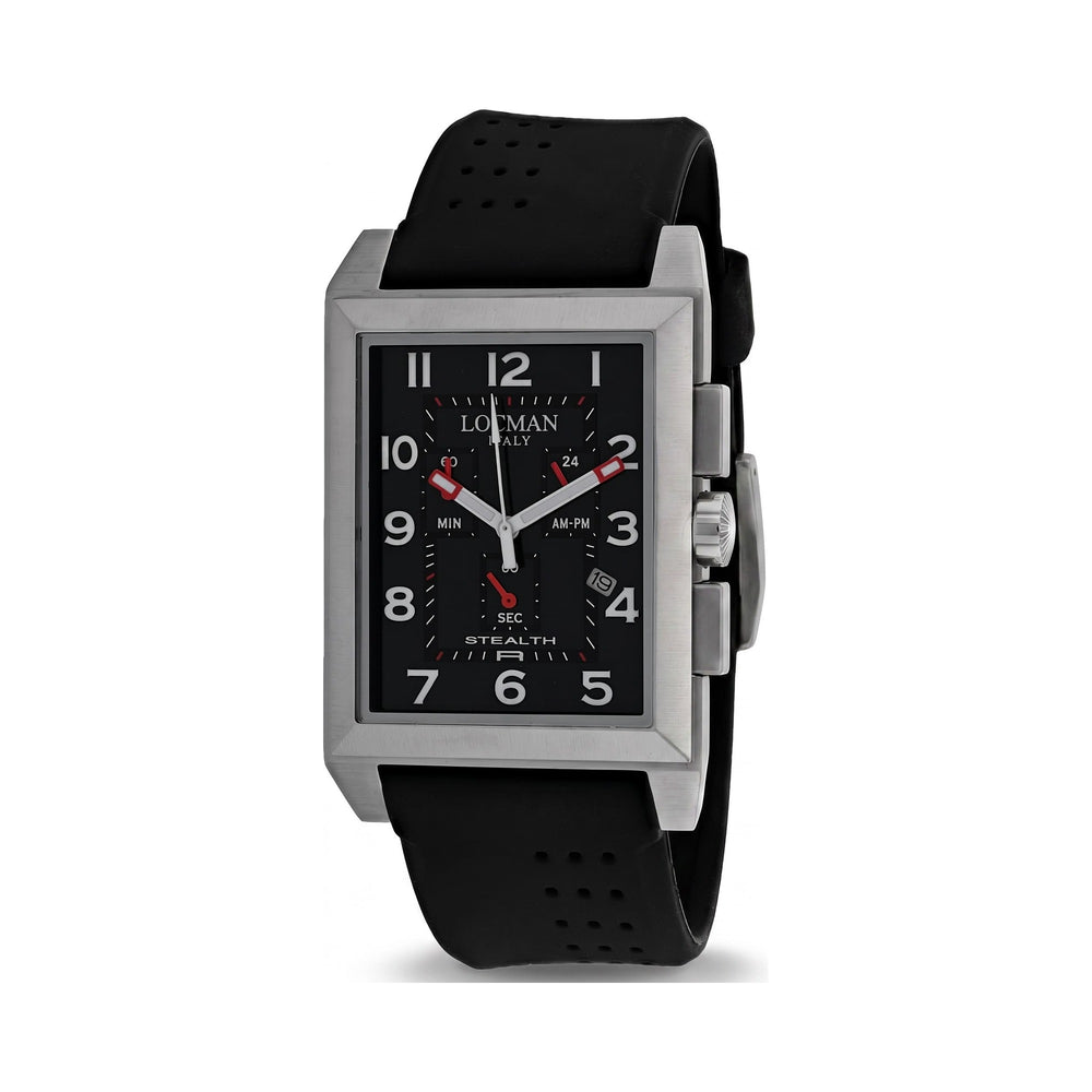 Reloj Locman 242BK2BK para hombre con movimiento de cuarzo, esfera negra, acero inoxidable, correa de silicona, resistente al agua 5 ATM