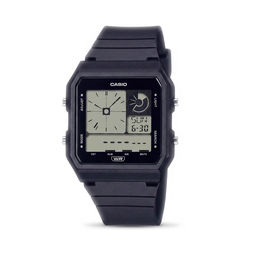 Casio LF-20W-1ACF Unisex Black Bio-Based Resin Band World Time, LED Illumination, Stopwatch, 5 Alarms Watch