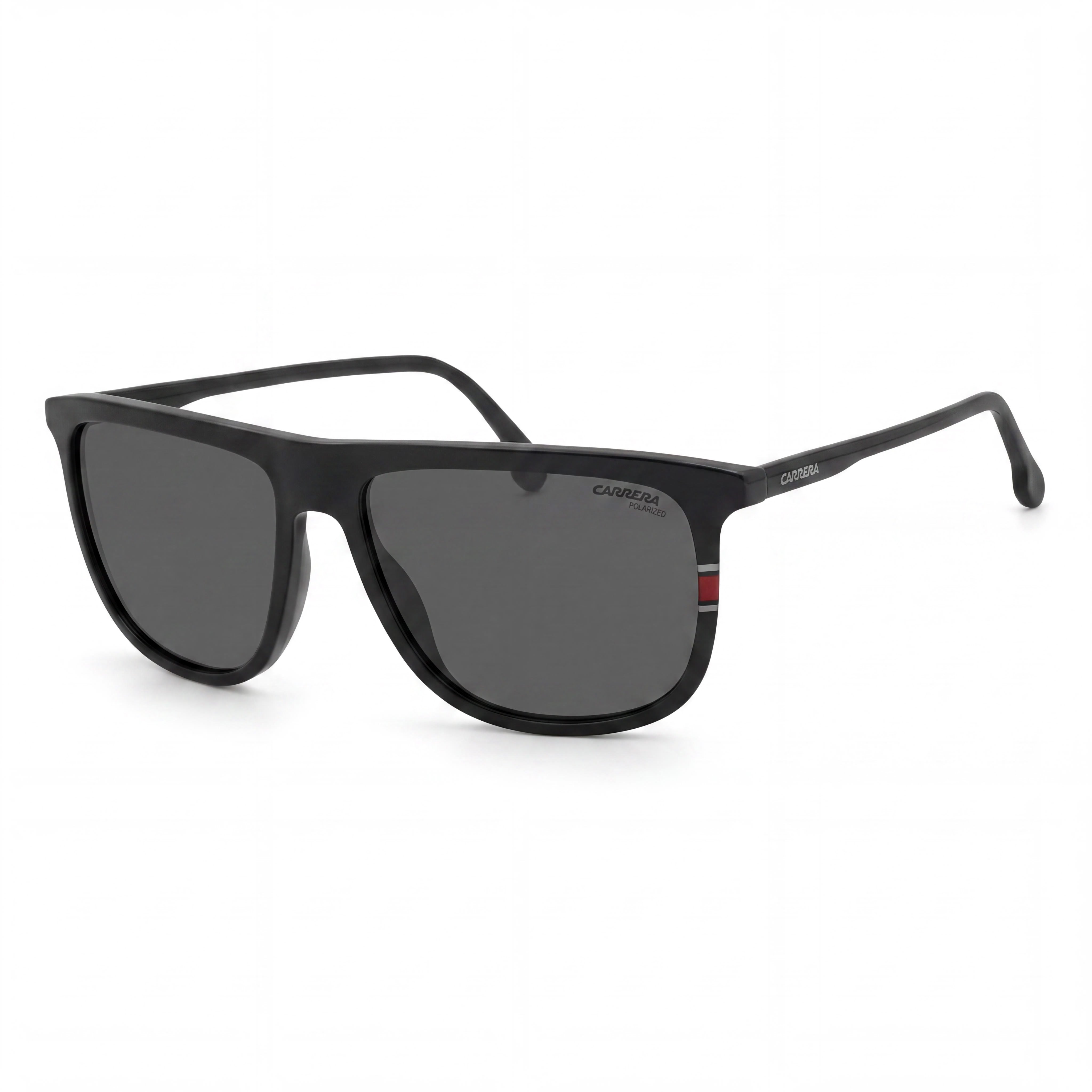 Gafas de sol unisex rectangulares Carrera 218/S, montura de plástico negra, lentes polarizadas grises, 58 mm, Photo 1