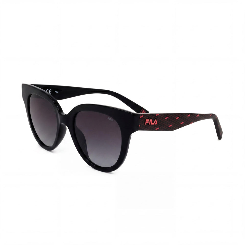 Gafas de sol FILA SFI119 para mujer, estilo casual, con montura negra brillante inyectada, efecto degradado ahumado, no polarizadas, 51 mm