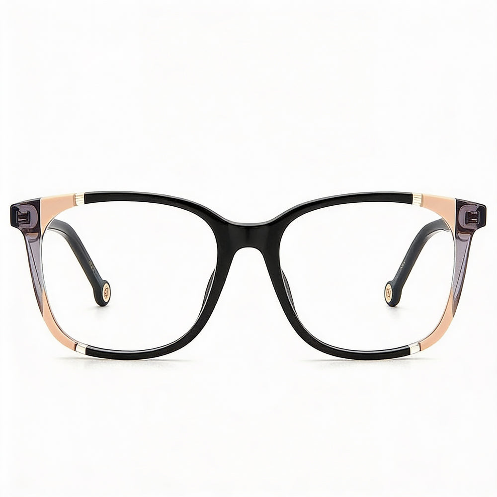 Monturas de gafas Carolina Herrera Modern para mujer, de acetato, color negro nude y policarbonato, talla 52-17-145