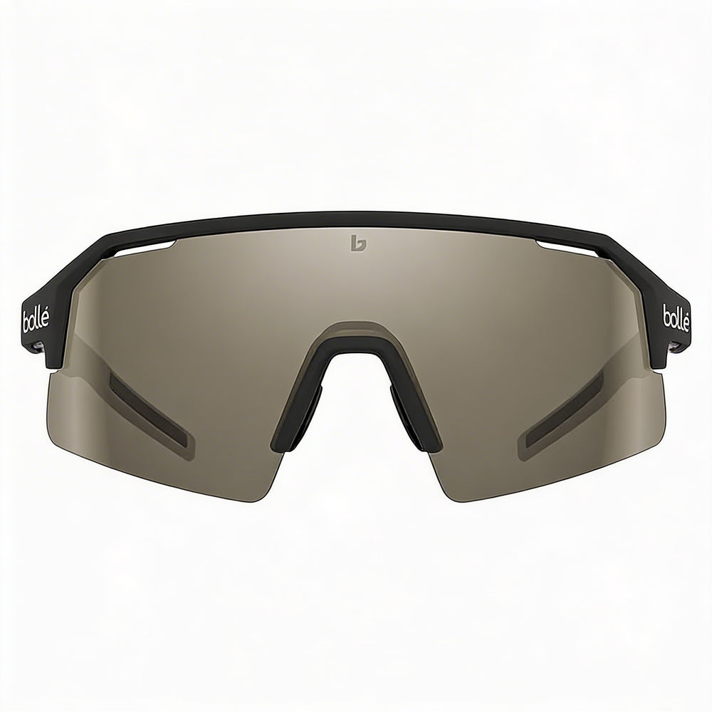 bollé Modern Unisex Sunglasses for Mountain Biking with Black Matte Gold Nylon Frame 140mm Lens