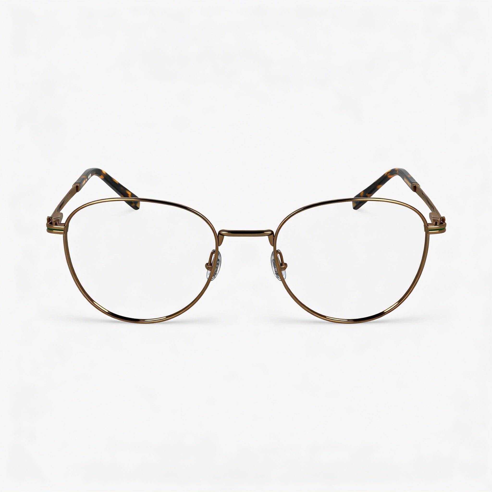 Gafas Lacoste Modern unisex de montura metálica ovalada con lentes de plástico en color oro ámbar (lente de 52 mm, puente de 20 mm, patilla de 145 mm), Photo 2