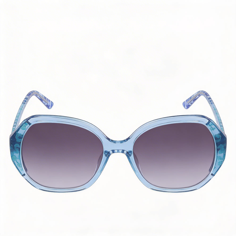 bebe Women's Bb7245 Blue Animal Plastic Frame with Blue Acetate Lenses, 54mm Lens Width, UV Protection