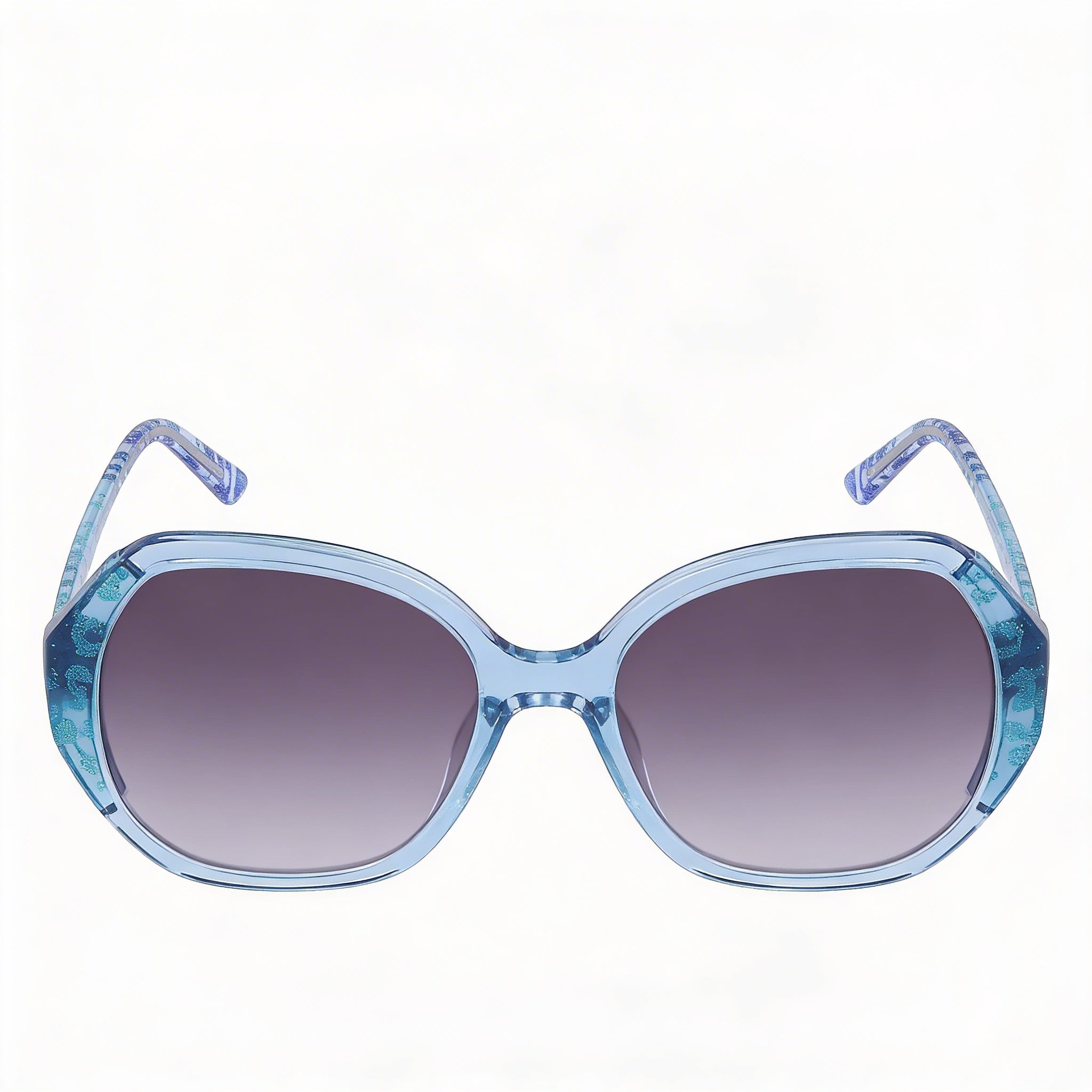 bebe Women's Bb7245 Blue Animal Plastic Frame with Blue Acetate Lenses, 54mm Lens Width, UV Protection, Photo 2