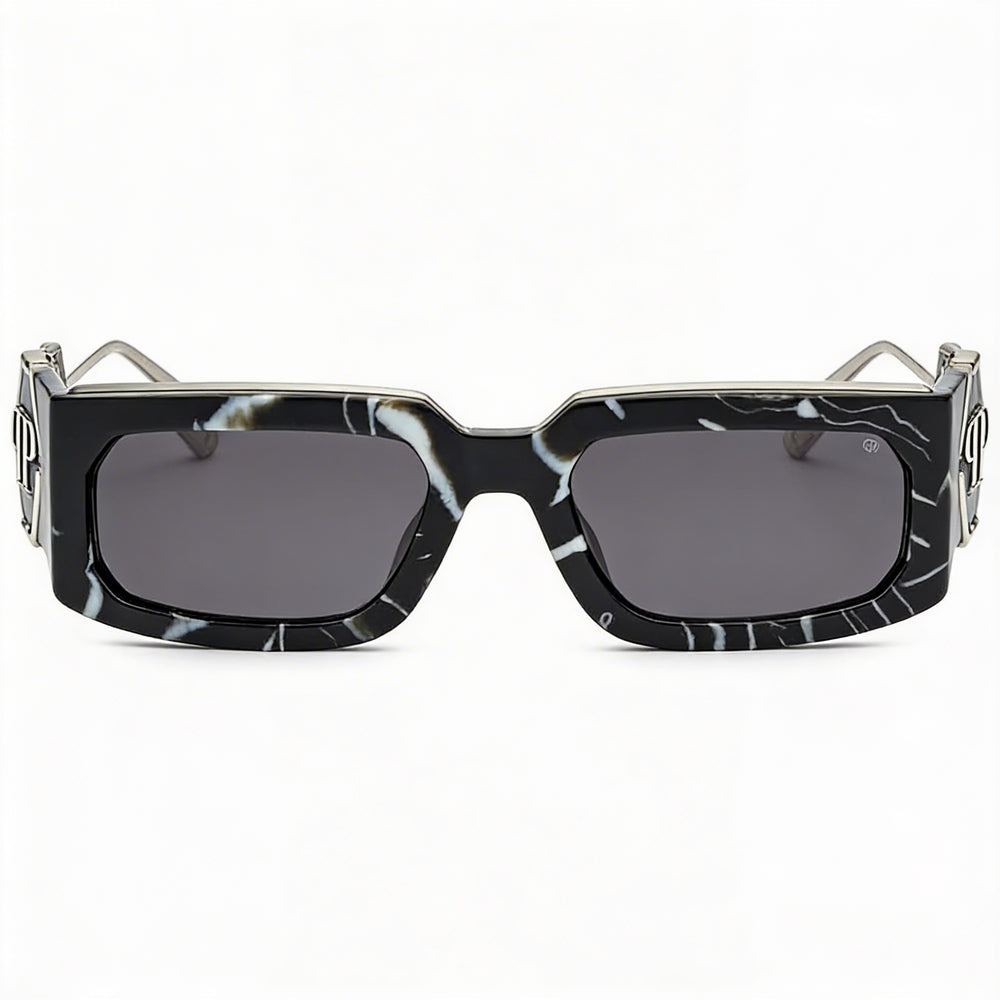 Gafas de sol Philipp Plein Modern para hombre, de acetato multicolor, con lentes negras jaspeadas y protección UV, 58 mm