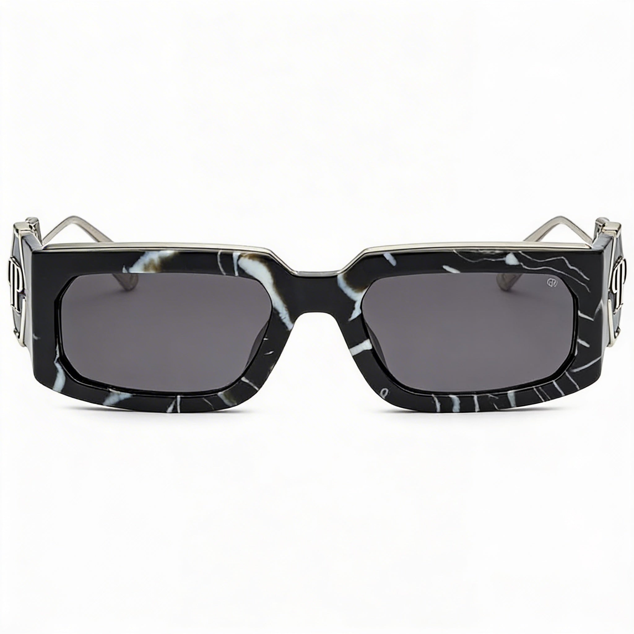 Philipp Plein Modern Men's Multi-coloured Acetate Marbled Black Lens UV Protected Sunglasses 58mm, Photo 2