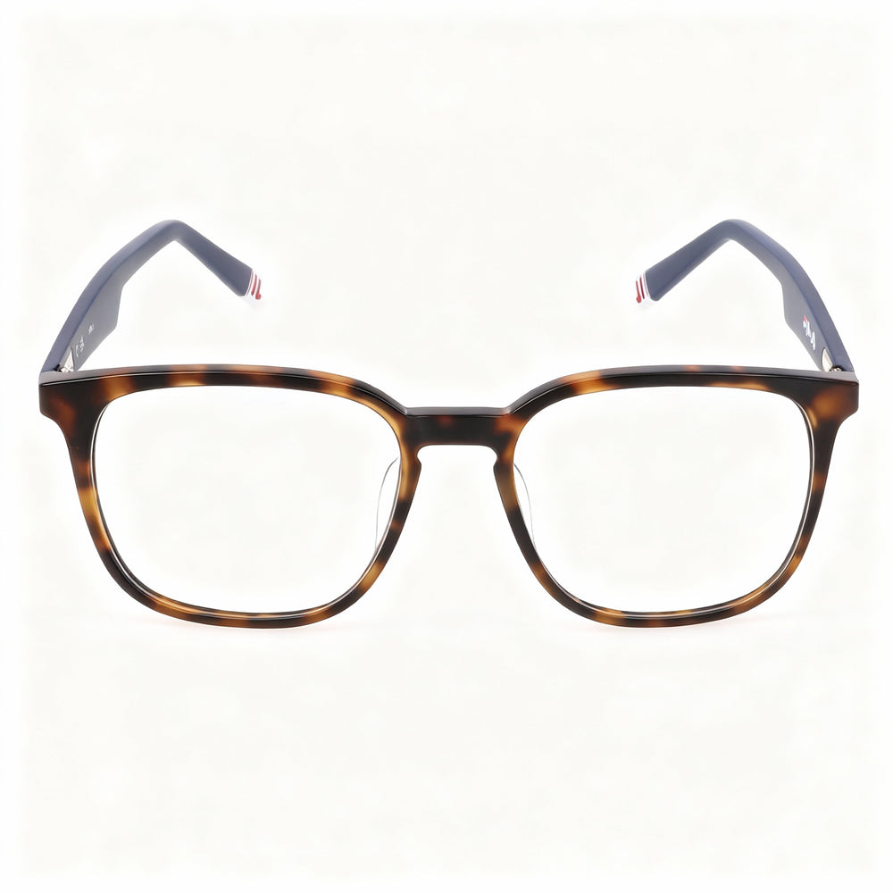 Fila VFI454 Women's Classical Stainless Steel Frame Eyeglasses, Shiny Havana, 53mm