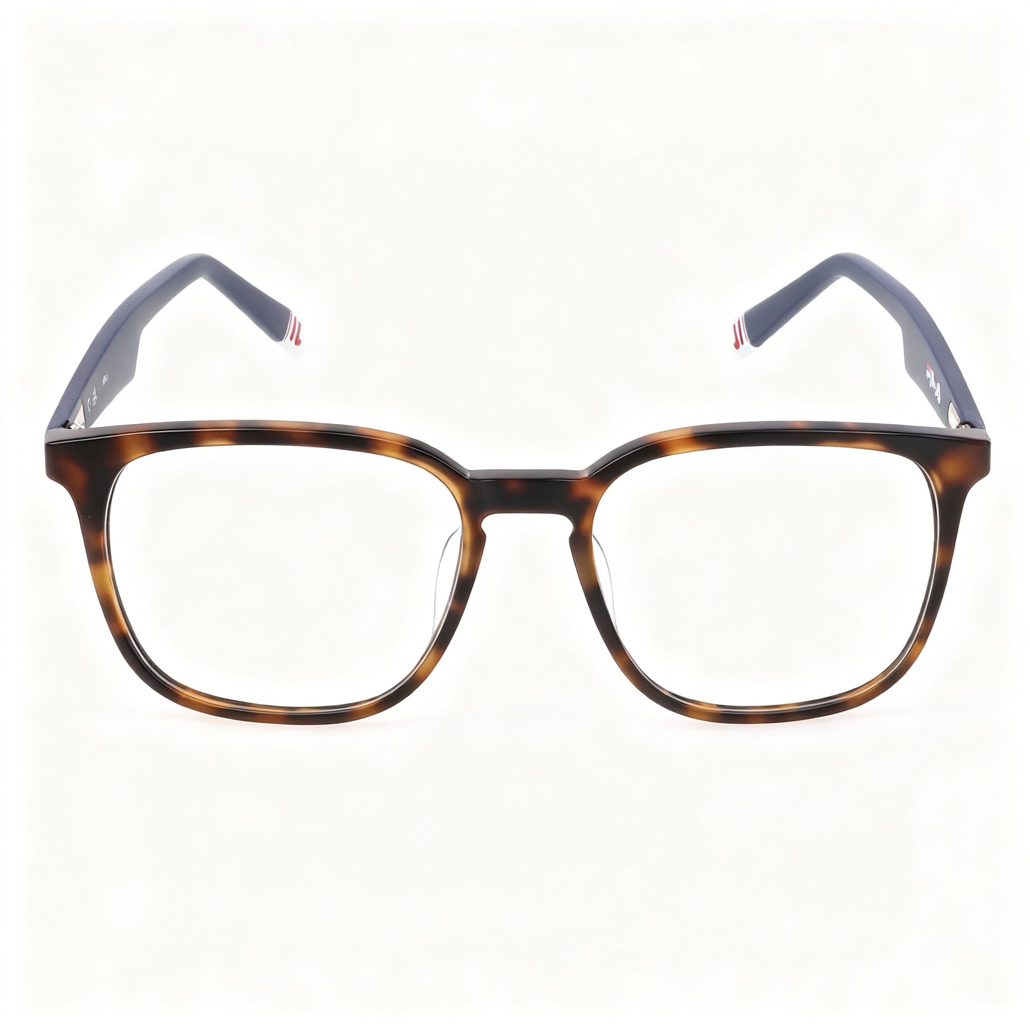 Fila VFI454 Women's Classical Stainless Steel Frame Eyeglasses, Shiny Havana, 53mm