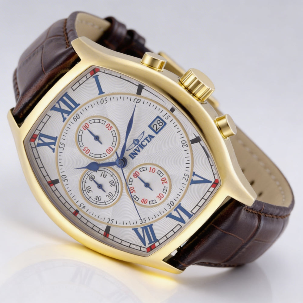 Invicta Specialty 49840 Unisex Gold Stainless Steel Leather Strap Quartz Chronograph Watch 43mm
