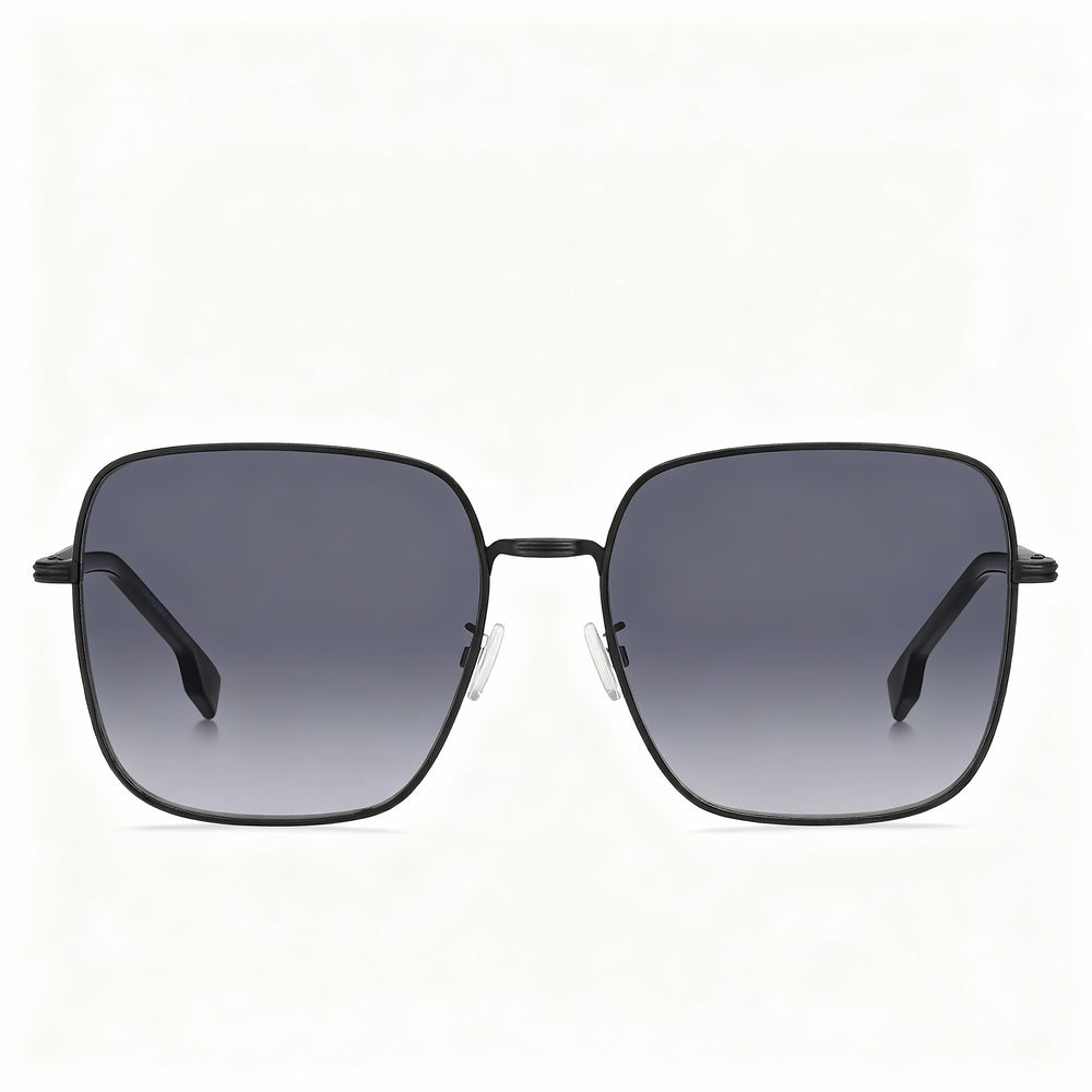 HUGO BOSS BOSS 1613/F/SK Unisex Stainless Steel Square Matte Black Sunglasses with Dark Grey Shaded Non-Polarized Lenses 59mm