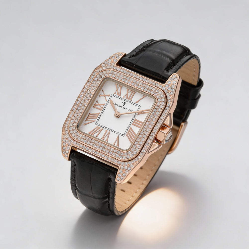 Reloj informal Christian Van Sant para mujer con caja y esfera blancas, cristales en el bisel y resistente al agua hasta 30 m.